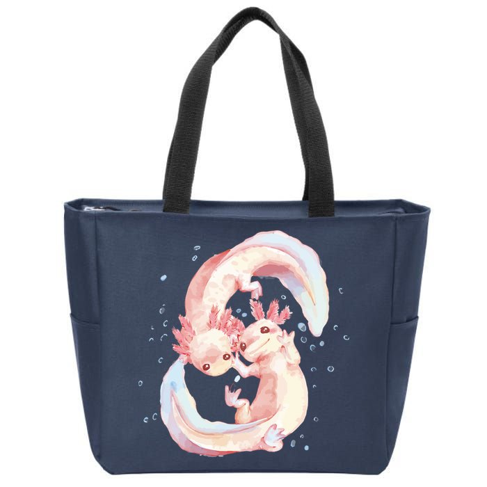 Axolotl Ying Yang Zip Tote Bag