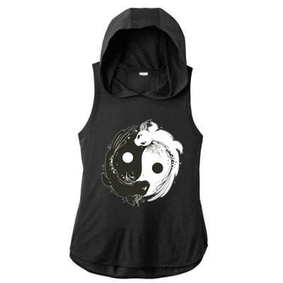 Axolotl Yin Yang Ladies PosiCharge Tri-Blend Wicking Draft Hoodie Tank