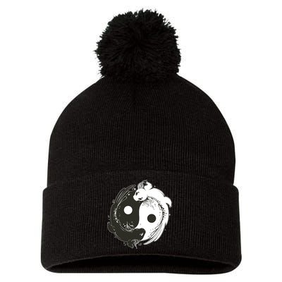 Axolotl Yin Yang Pom Pom 12in Knit Beanie
