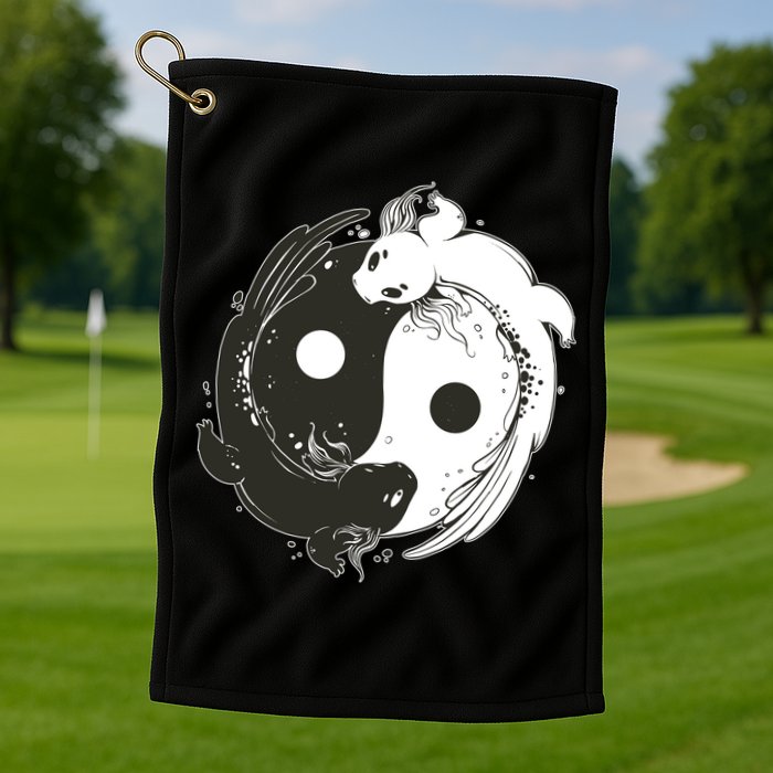 Axolotl Yin Yang Golf Towel