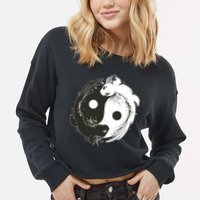 Axolotl Yin Yang Cropped Pullover Crew