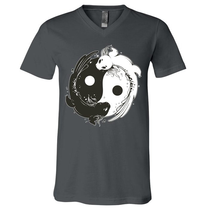 Axolotl Yin Yang V-Neck T-Shirt