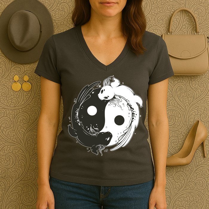 Axolotl Yin Yang Women's V-Neck T-Shirt