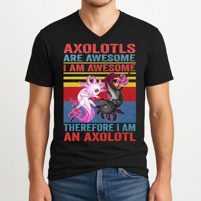 Axolotl Yin Yang Plush Pets Axolotyls Are Awesome V-Neck T-Shirt