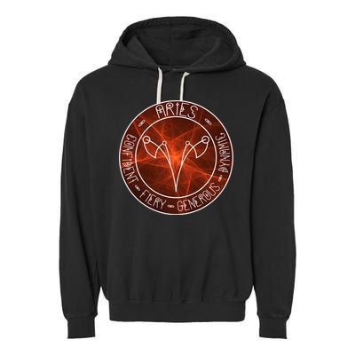 Aries Zodiac Astrology Symbol And Qualities Gift Garment-Dyed Fleece Hoodie