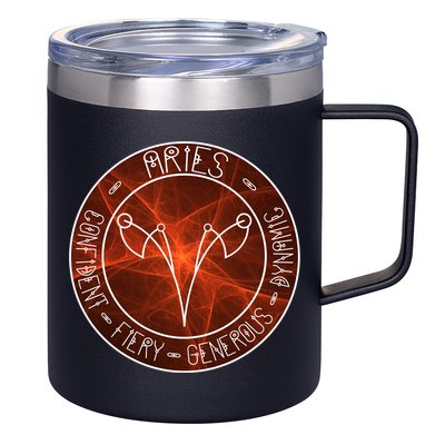 Aries Zodiac Astrology Symbol And Qualities Gift 12oz Stainless Steel Coffee Mug