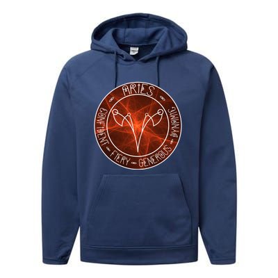 Aries Zodiac Astrology Symbol And Qualities Gift Performance Fleece Hoodie