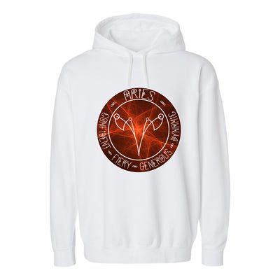 Aries Zodiac Astrology Symbol And Qualities Gift Garment-Dyed Fleece Hoodie