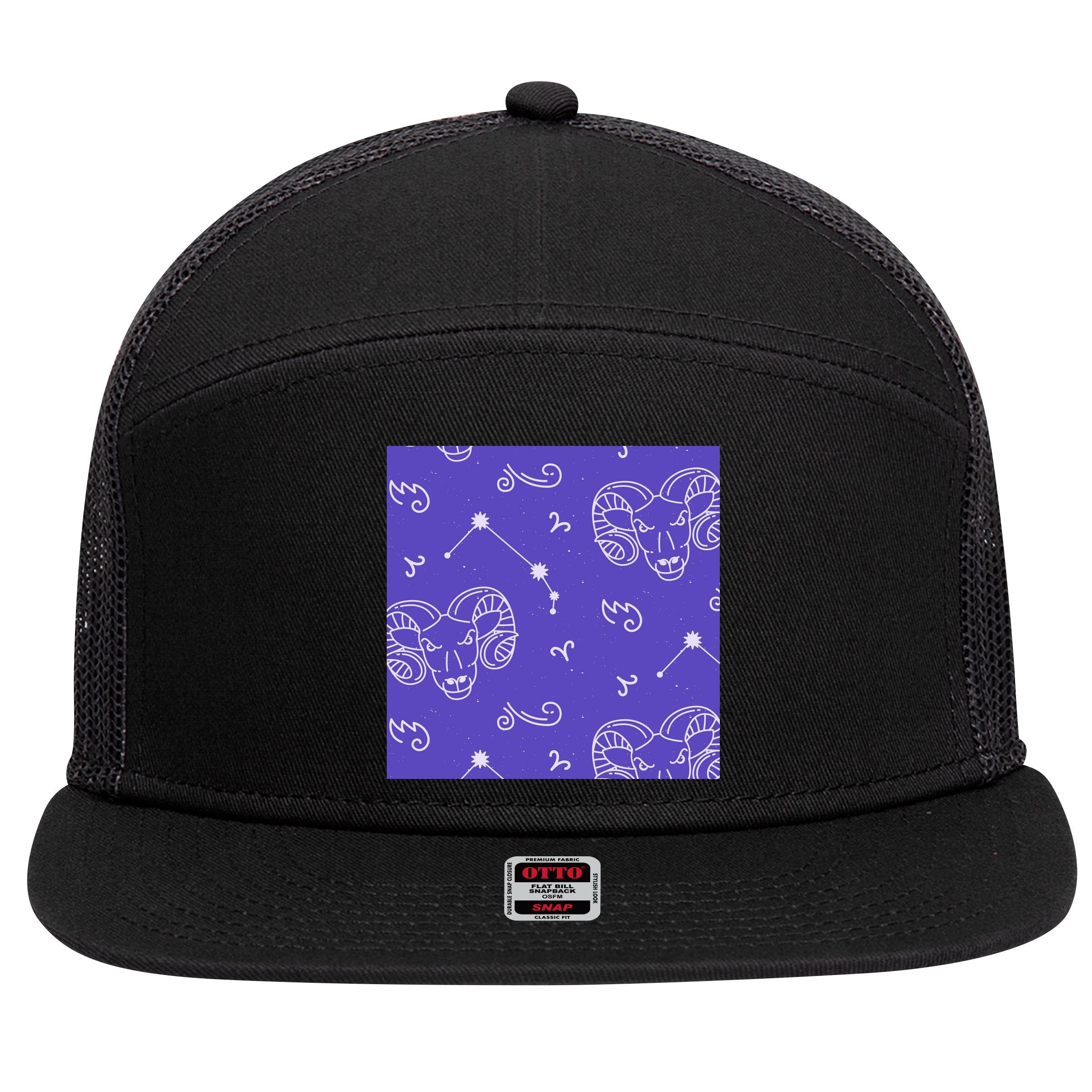 Aries Zodiac Astrology 7 Panel Mesh Trucker Snapback Hat