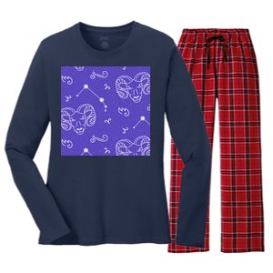 Aries Zodiac Astrology Women's Long Sleeve Flannel Pajama Set 