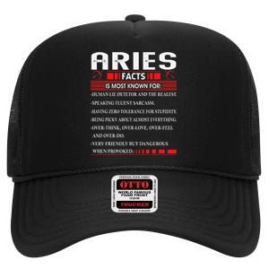 Aries Zodiac Birthday Aries Facts Gift Funny High Crown Mesh Back Trucker Hat