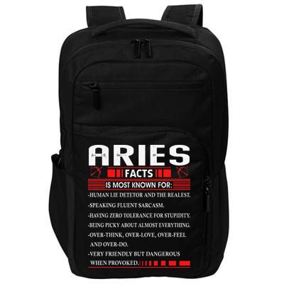 Aries Zodiac Birthday Aries Facts Gift Funny Impact Tech Backpack