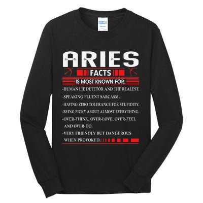 Aries Zodiac Birthday Aries Facts Gift Funny Tall Long Sleeve T-Shirt