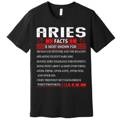Aries Zodiac Birthday Aries Facts Gift Funny Premium T-Shirt