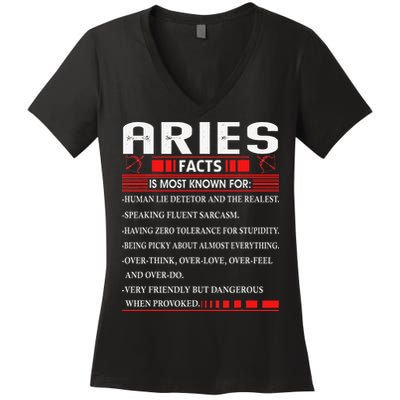 Aries Zodiac Birthday Aries Facts Gift Funny Women's V-Neck T-Shirt