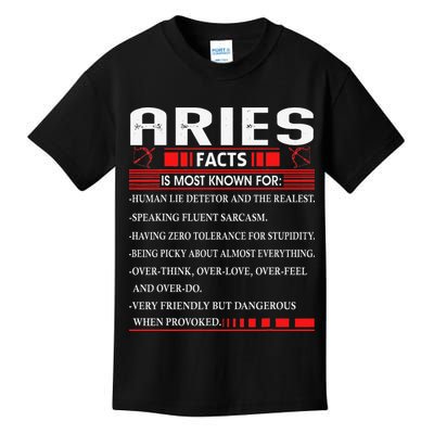 Aries Zodiac Birthday Aries Facts Gift Funny Kids T-Shirt