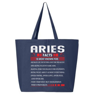 Aries Zodiac Birthday Aries Facts Gift Funny 25L Jumbo Tote