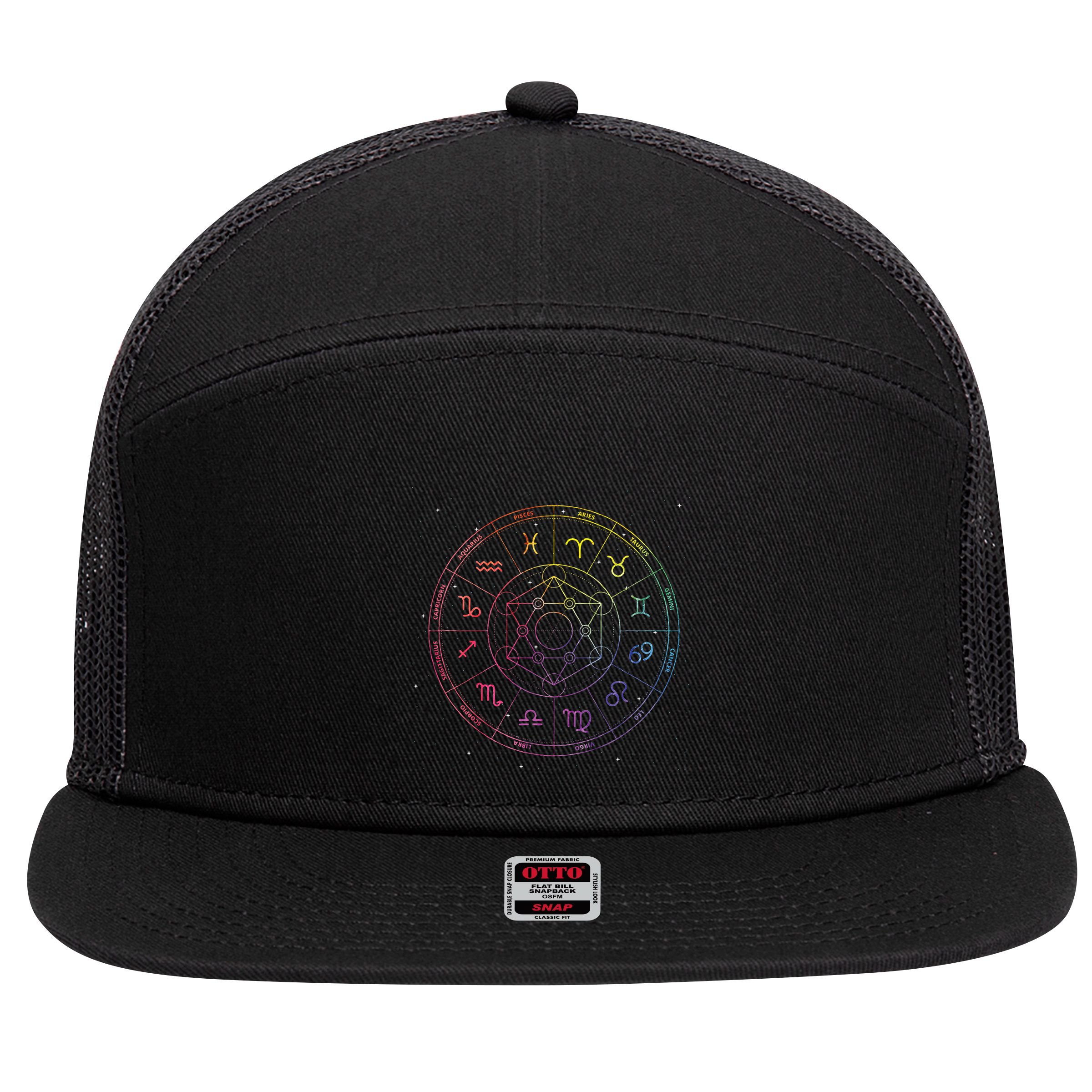 Astrology Zodiac Constellation Astrologer 7 Panel Mesh Trucker Snapback Hat