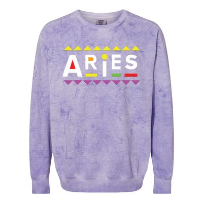 Aries Zodiac Design 90s Style Colorblast Crewneck Sweatshirt