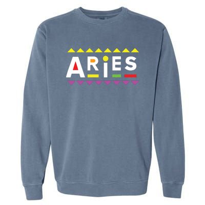 Aries Zodiac Design 90s Style Garment-Dyed Sweatshirt