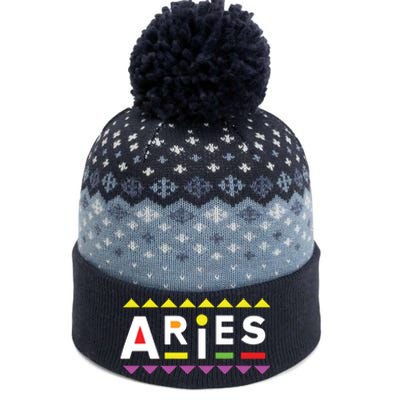 Aries Zodiac Design 90s Style The Baniff Cuffed Pom Beanie