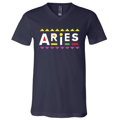 Aries Zodiac Design 90s Style V-Neck T-Shirt