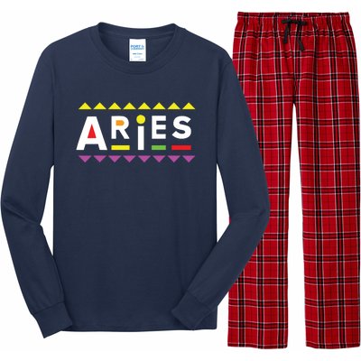 Aries Zodiac Design 90s Style Long Sleeve Pajama Set