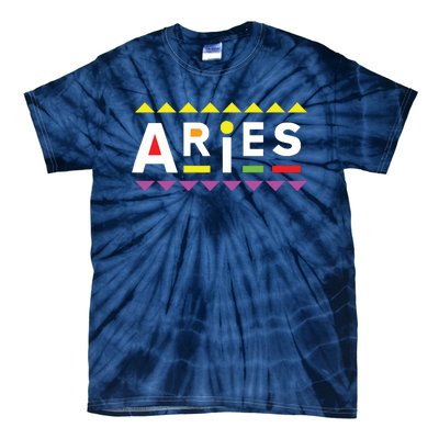 Aries Zodiac Design 90s Style Tie-Dye T-Shirt