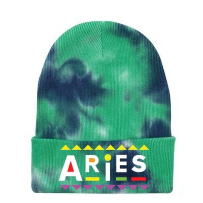 Aries Zodiac Design 90s Style Tie Dye 12in Knit Beanie