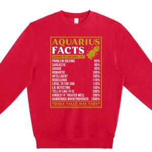 Aquarius Zodiac Facts Design Zodiac Facts Funny Aquarius Funny Gift Premium Crewneck Sweatshirt