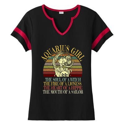 Aquarius Zodiac January February Birthday Gift Ladies Halftime Notch Neck Tee