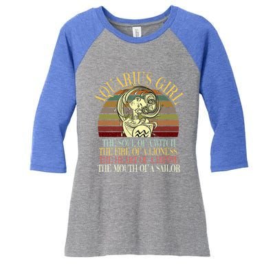 Aquarius Zodiac January February Birthday Gift Women's Tri-Blend 3/4-Sleeve Raglan Shirt