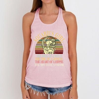 Aquarius Zodiac January February Birthday Gift Women's Knotted Racerback Tank