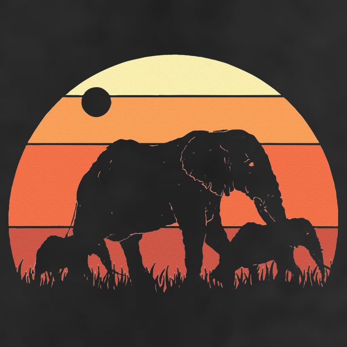 Africa Zoo Keeper Animal Family Retro Elephant 7 Panel Mesh Trucker Snapback Hat