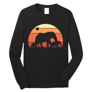 Africa Zoo Keeper Animal Family Retro Elephant Long Sleeve Shirt