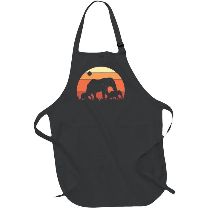 Africa Zoo Keeper Animal Family Retro Elephant Full-Length Apron With Pockets