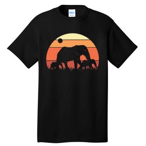 Africa Zoo Keeper Animal Family Retro Elephant Tall T-Shirt