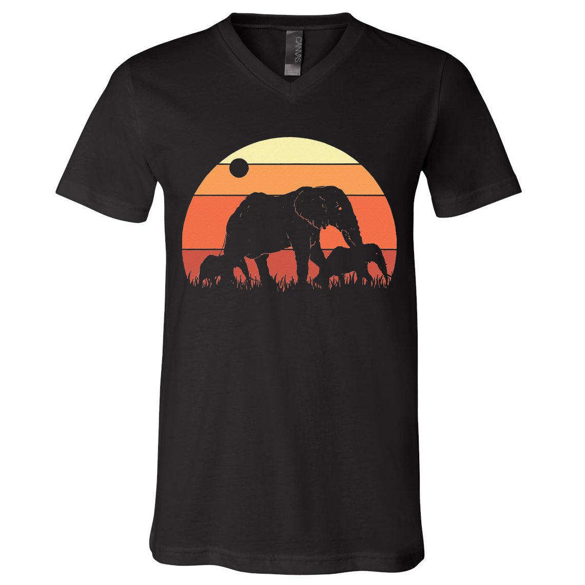Africa Zoo Keeper Animal Family Retro Elephant V-Neck T-Shirt