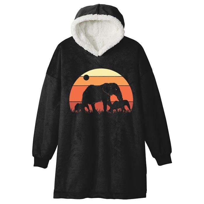 Africa Zoo Keeper Animal Family Retro Elephant Hooded Wearable Blanket