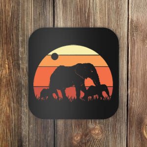 Africa Zoo Keeper Animal Family Retro Elephant Coaster