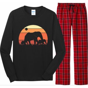 Africa Zoo Keeper Animal Family Retro Elephant Long Sleeve Pajama Set