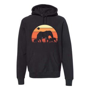 Africa Zoo Keeper Animal Family Retro Elephant Premium Hoodie