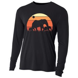 Africa Zoo Keeper Animal Family Retro Elephant Cooling Performance Long Sleeve Crew