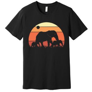 Africa Zoo Keeper Animal Family Retro Elephant Premium T-Shirt