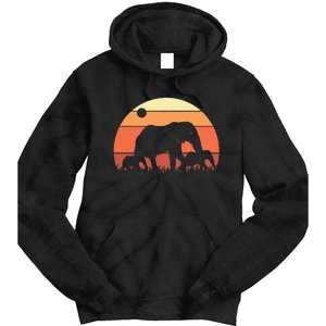 Africa Zoo Keeper Animal Family Retro Elephant Tie Dye Hoodie