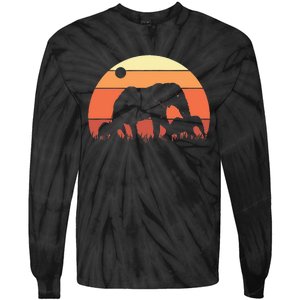 Africa Zoo Keeper Animal Family Retro Elephant Tie-Dye Long Sleeve Shirt