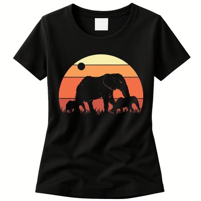 Africa Zoo Keeper Animal Family Retro Elephant Womens T-Shirt
