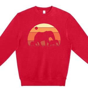 Africa Zoo Keeper Animal Family Retro Elephant Premium Crewneck Sweatshirt