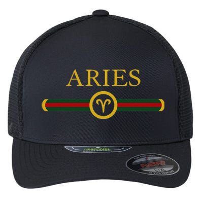 Aries zodiac March april birthday Graphic art Aries sign Flexfit Unipanel Trucker Cap