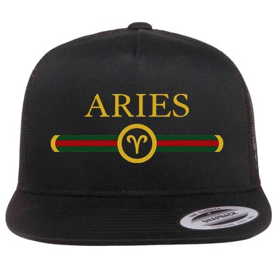 Aries zodiac March april birthday Graphic art Aries sign Flatbill Hat